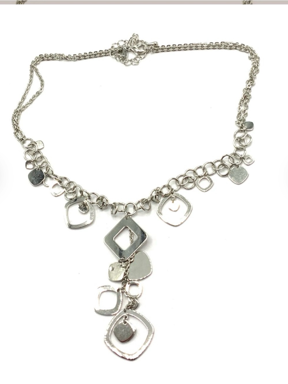 230)Lia Sophia Silver-Tone Geometric Drop Necklace